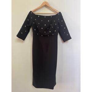 Sachin & Babi NWT Fatima Off-The-Shoulder Midi Dress Size 2 Embellished Classic